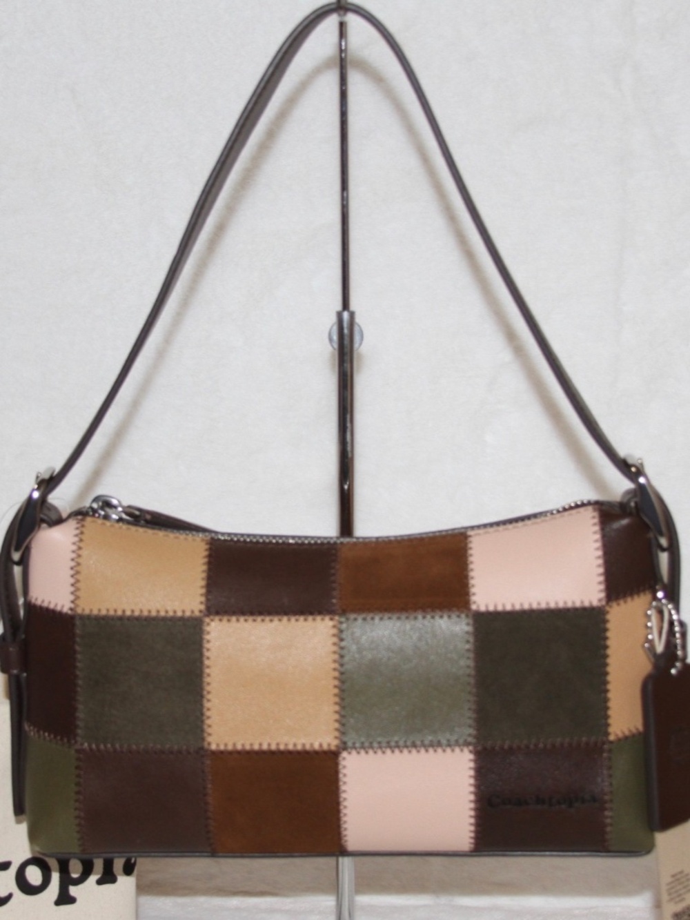 COACH Coachtopia Alter Ego Small Slouchy Shoulder Bag Checkerboard Leather